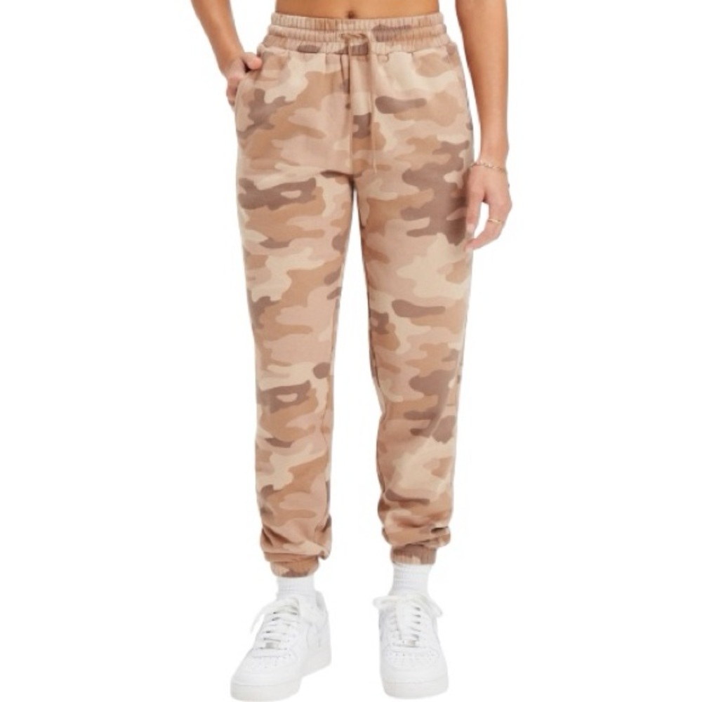 Fabletics EUC Forever Fleece Go-To Sweatpants Teddy Large Camo/Latte Size S